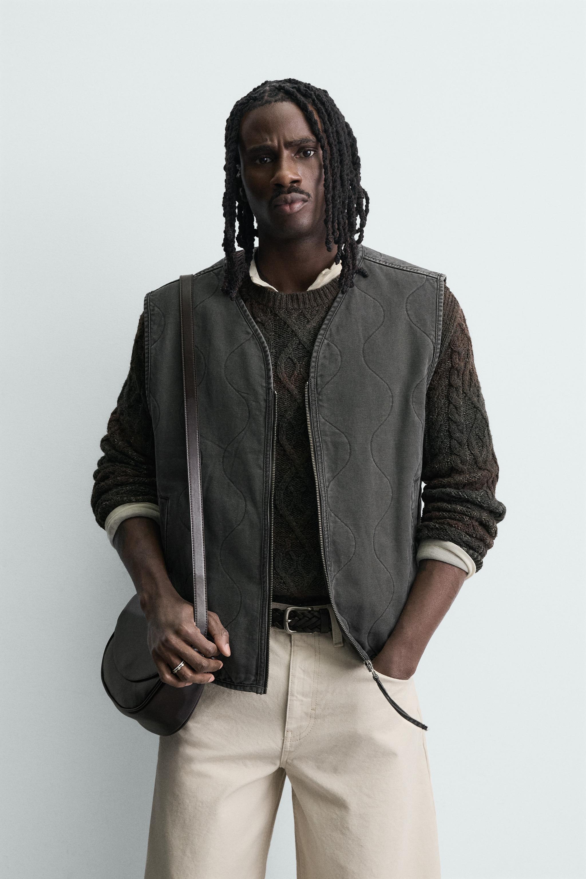 WASHED TOPSTITCHED VEST